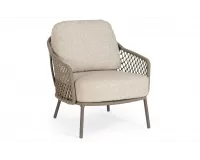 Wygodny fotel wypoczynkowy ze stali nierdzewnej w kolorze beżowym z grubymi poduszkami corbetta bizzotto