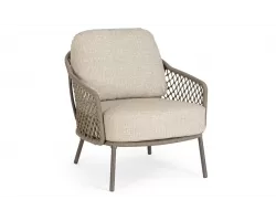 Wygodny fotel wypoczynkowy ze stali nierdzewnej w kolorze beżowym z grubymi poduszkami corbetta bizzotto