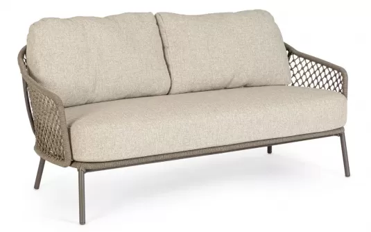 Nowoczesna sofa ogrodowa 2,5 osobowa z grubymi poduszkami olefin corbetta bizzotto beżowa