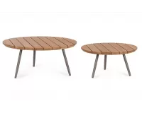 Komplet 2 stolików okrągłych ogrodowych kawowych z blatami z desek teak corbetta bizzotto d60 i 80 cm