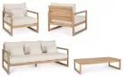 Zestaw wypoczynkowy ogrodowy z szeroką sofą trzyosobową z drewna akacji Adrian bizzotto