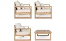 Zestaw wypoczynkowy ogrodowy z szeroką sofą trzyosobową z drewna akacji Adrian bizzotto