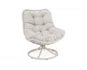 Obrotowy fotel ogrodowy wypoczynkowe z miękką poduszką publikowaną azores bizzotto podstawa jasnobeżowy
