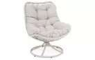 Obrotowy fotel ogrodowy wypoczynkowe z miękką poduszką publikowaną azores bizzotto podstawa jasnobeżowy
