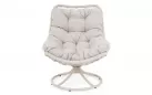 Obrotowy fotel ogrodowy wypoczynkowe z miękką poduszką publikowaną azores bizzotto podstawa jasnobeżowy