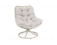 Obrotowy fotel ogrodowy wypoczynkowe z miękką poduszką publikowaną azores bizzotto podstawa jasnobeżowy