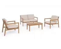 Zestaw ogrodowy sofa dwuosobowa 2 fotelami z drewna akacji na balkon danubio bizzotto