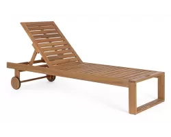 Leszek ogrodowy na kółkach z regulowanym oparciem z drewna akacji danubio bizzotto