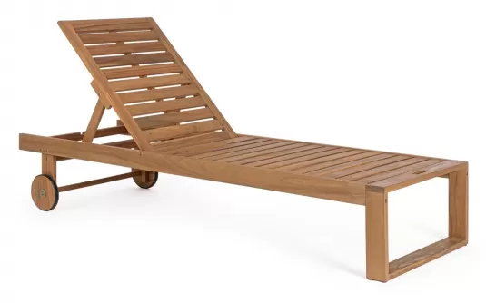 Leszek ogrodowy na kółkach z regulowanym oparciem z drewna akacji danubio bizzotto