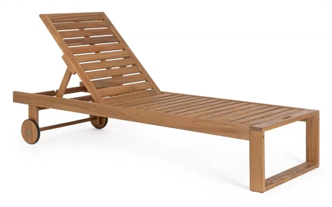 Leszek ogrodowy na kółkach z regulowanym oparciem z drewna akacji danubio bizzotto