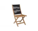 Krzesło składania ogrodowe z drewna akacji oparcie plecionka lina czarna danubio bizzotto