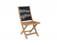 Krzesło składania ogrodowe z drewna akacji oparcie plecionka lina czarna danubio bizzotto