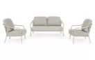 Beżowy zestaw ogrodowy wypoczynkowy aluminiowy jasnobeżowy z grubymi wygodnymi poduszkami edvige bizzotto