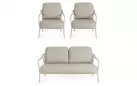 Beżowy zestaw ogrodowy wypoczynkowy aluminiowy jasnobeżowy z grubymi wygodnymi poduszkami edvige bizzotto