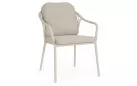 Jasnobeżowe krzesło s poduszkami na siedzisku i oparciu nowoczesne aluminiowe edvige bizzotto 