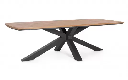 Duży stół ogrodowy aluminiowy nogi antracyt z blatem z efektem drewna zelmar 260 x 118 cm bizzotto