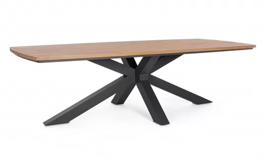 Duży stół ogrodowy aluminiowy nogi antracyt z blatem z efektem drewna zelmar 260 x 118 cm bizzotto