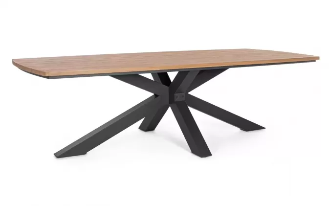 Duży stół ogrodowy aluminiowy nogi antracyt z blatem z efektem drewna zelmar 260 x 118 cm bizzotto
