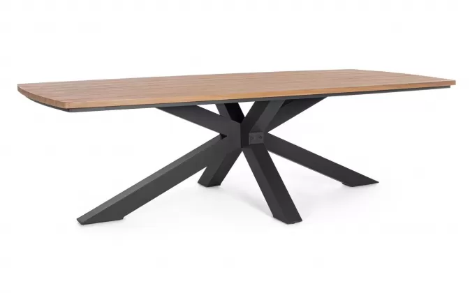 Duży stół ogrodowy aluminiowy nogi antracyt z blatem z efektem drewna zelmar 260 x 118 cm bizzotto