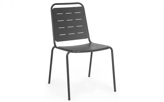 Antracytowe krzesło ogrodowe sztaplowania stalowe yara bizzotto Antracytowe krzesło ogrodowe sztaplowania stalowe yara bizzotto