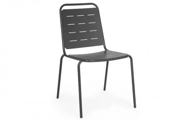 Antracytowe krzesło ogrodowe sztaplowania stalowe yara bizzotto