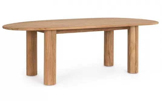 100 ogrodowy premium tik z blatem w kształcie nieregularnego owalu titus 220 x 110 cm bizzotto