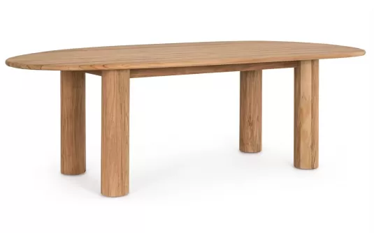 100 ogrodowy premium tik z blatem w kształcie nieregularnego owalu titus 220 x 110 cm bizzotto