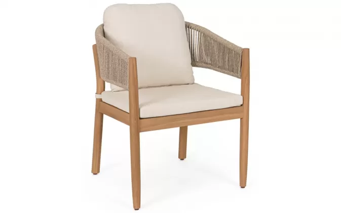 Krzesło ogrodowe za kacji z poduszkami siedzisku i oparciu i liną polipropylenową Thiago bizzotto