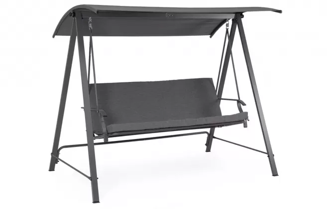 Trzyosobowa Huśtawka ogrodowa w kolorze grafitowym staszkiem teseo