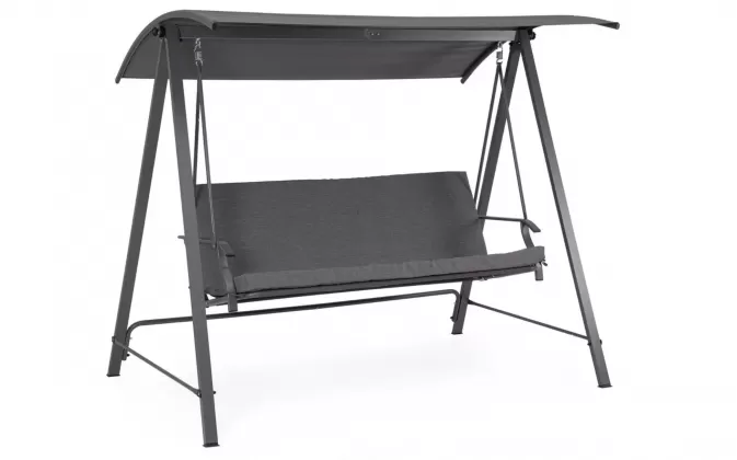 Trzyosobowa Huśtawka ogrodowa w kolorze grafitowym staszkiem teseo