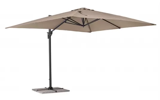 Obrotowy parasol ogrodowy z nogą boczną 3 x 4 m noga antracyt poszycie taupe Porto bizzotto Obrotowy parasol ogrodowy z nogą boczną 3 x 4 m noga antracyt poszycie taupe Porto bizzotto
