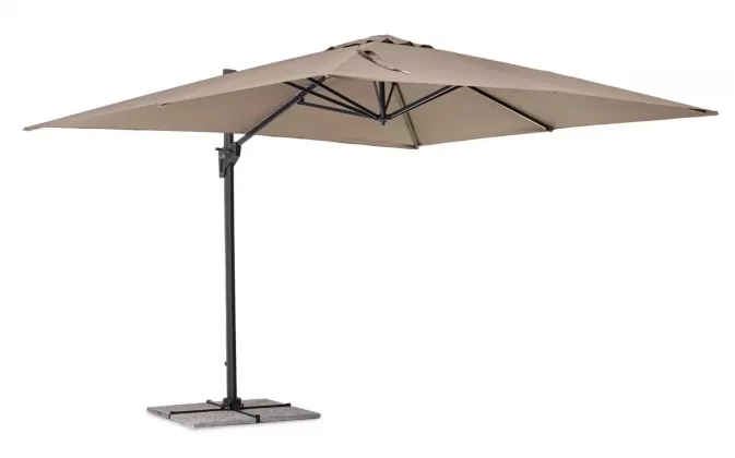 Obrotowy parasol ogrodowy z nogą boczną 3 x 4 m noga antracyt poszycie taupe Porto bizzotto 