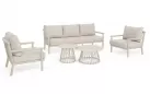 Aluminiowe luksusowy komplet wypoczynkowy ogrodowy konstrukcja jasny beż z beżowymi poduszkami lanai bizzotto