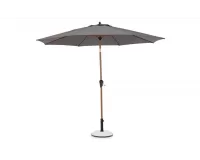 Parasol ogrodowy noga efekt drewna 8-kątny Ø3 m z efektem pochylania czaszy tilt antracytowa czasza palinuro bizzotto