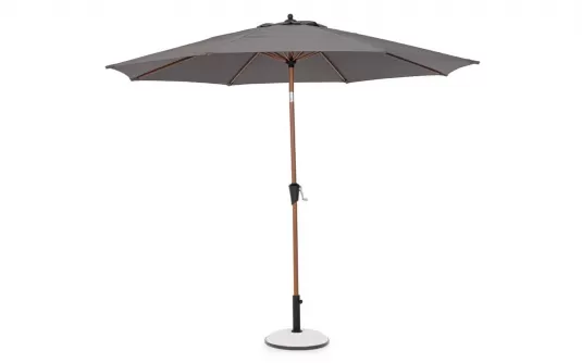 Parasol ogrodowy noga efekt drewna 8-kątny Ø3 m z efektem pochylania czaszy tilt antracytowa czasza palinuro bizzotto