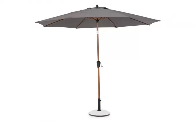 Parasol ogrodowy noga efekt drewna 8-kątny Ø3 m z efektem pochylania czaszy tilt antracytowa czasza palinuro bizzotto