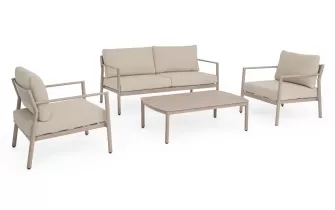 Komplet wypoczynkowy na taras lub balkon aluminiowy z efektem drewna sirius bizzotto