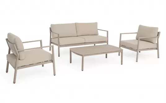 Komplet wypoczynkowy na taras lub balkon aluminiowy z efektem drewna sirius bizzotto Komplet wypoczynkowy na taras lub balkon aluminiowy z efektem drewna sirius bizzotto