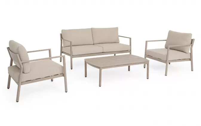 Komplet wypoczynkowy na taras lub balkon aluminiowy z efektem drewna sirius bizzotto