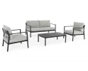 Zestaw wypoczynkowy ogrodowy aluminiowy w kolorze antracyt z szarymi poduszkami sirius bizzotto