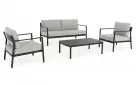 Zestaw wypoczynkowy ogrodowy aluminiowy w kolorze antracyt z szarymi poduszkami sirius bizzotto