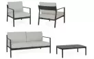 Zestaw wypoczynkowy ogrodowy aluminiowy w kolorze antracyt z szarymi poduszkami sirius bizzotto