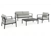 Zestaw wypoczynkowy ogrodowy aluminiowy w kolorze antracyt z szarymi poduszkami sirius bizzotto