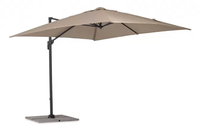 Parasol ogrodowy z nogą boczną 3 x 3 m SIVIGLIA poszycie taupe noga antracyt