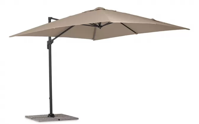 Parasol ogrodowy z nogą boczną 3 x 3 m SIVIGLIA poszycie taupe noga antracyt