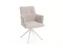 Krzesło ogrodowe obiadowe podstawa biała obrotowe 360° siedzisko z podłokietnikami beżowe olefin skagen bizzotto