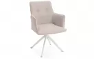 Krzesło ogrodowe obiadowe podstawa biała obrotowe 360° siedzisko z podłokietnikami beżowe olefin skagen bizzotto