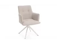 Krzesło ogrodowe obiadowe podstawa biała obrotowe 360° siedzisko z podłokietnikami beżowe olefin skagen bizzotto