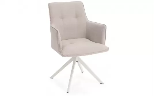 Krzesło ogrodowe obiadowe podstawa biała obrotowe 360° siedzisko z podłokietnikami beżowe olefin skagen bizzotto Krzesło ogrodowe obiadowe podstawa biała obrotowe 360° siedzisko z podłokietnikami beżowe olefin skagen bizzotto