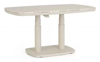 Jasnobeżowy stół ogrodowy podnoszony płynnie z blatem z kamienia spiekanego talete bizzotto